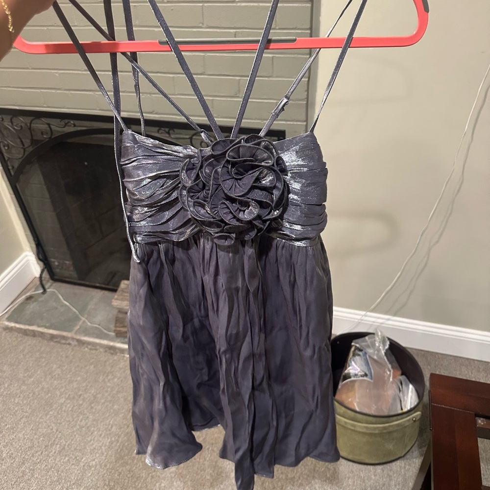 Mustard Seed Metallic Gray Dress